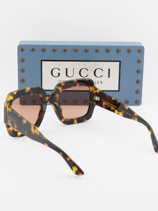 Gucci GG1111S 003 Square Sunglasses - Havana/Red main image 8